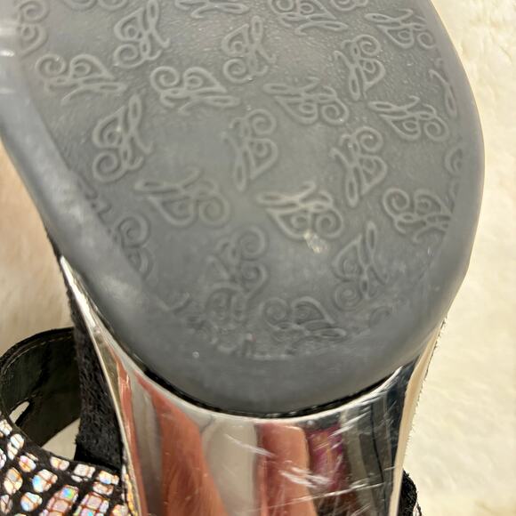 Helle Comfort Black/Silver Slip On Sandals Low Heels Women’s Size 8.5 - Picture 8 of 8